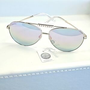 Silver aviator Swarovski sunglasses with crystal brow bar